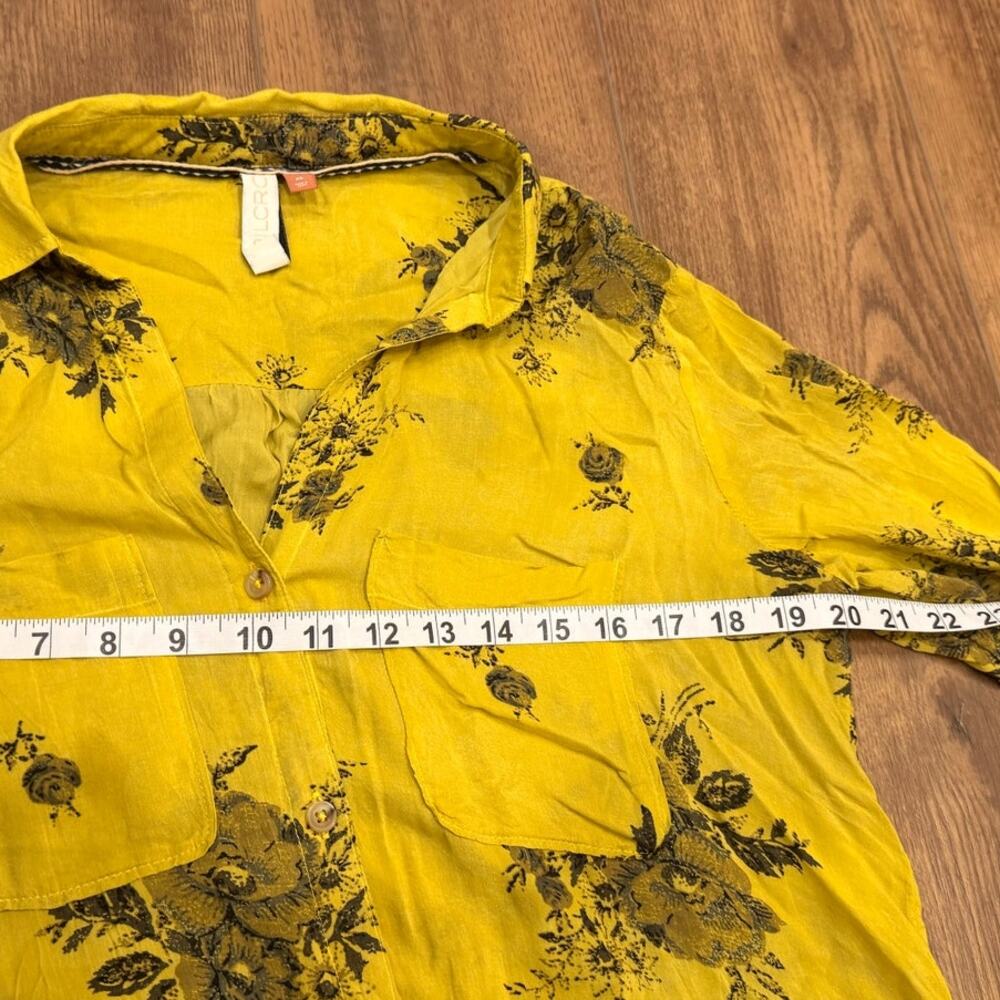 Anthropologie Pilcro The Romy Relaxed Button down in Chartreuse Floral Size XS - Picture 7 of 8